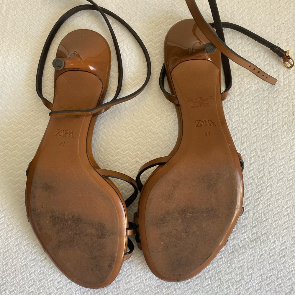 Zara Brown Strappy Sandals - Picture 4 of 4